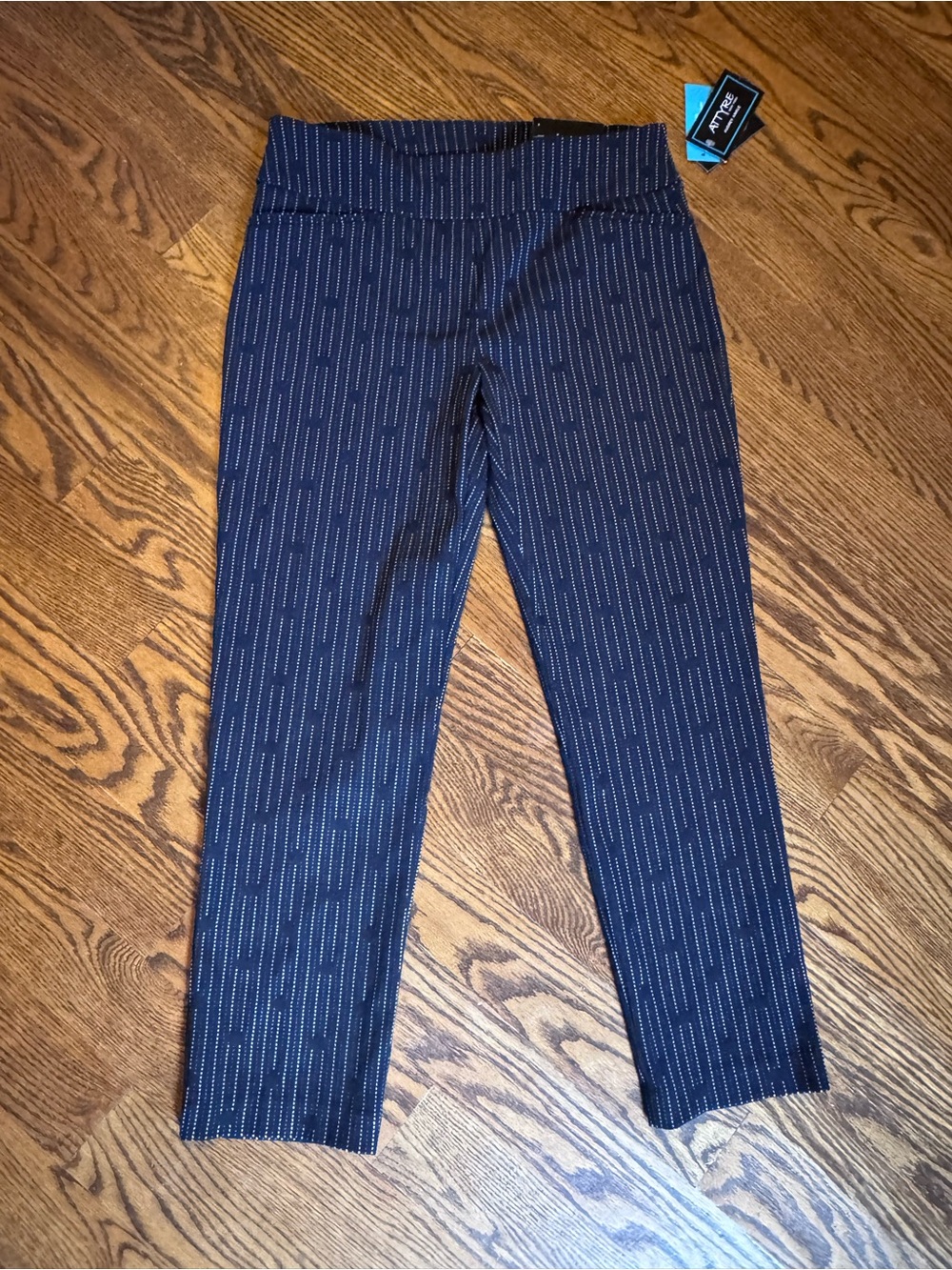 Attyre Navy Pinstripe Cropped Ankle Pants
